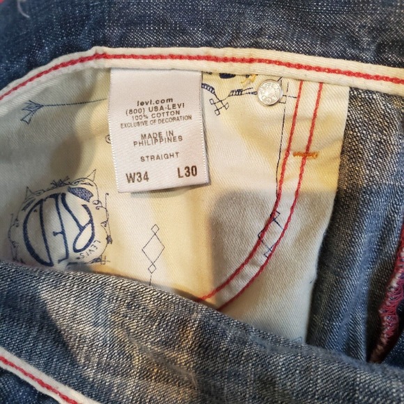 Rare Levi's Red Collection Jeans Distressed Zippered Pockets 34 X 30 - Picture 9 of 11